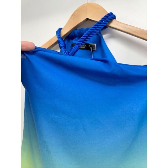 Lauren Ralph Lauren Halter Top Size Small Blue Green Ombre Sleeveless‎ Zip Up - Picture 7 of 14